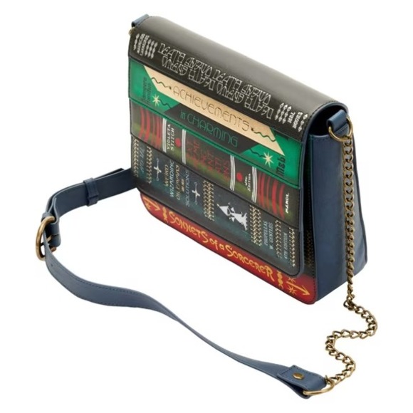 Loungefly Handbags - Loungefly Fantastic Beasts Magical Books Chain Strap Crossbody Bag Navy Blue